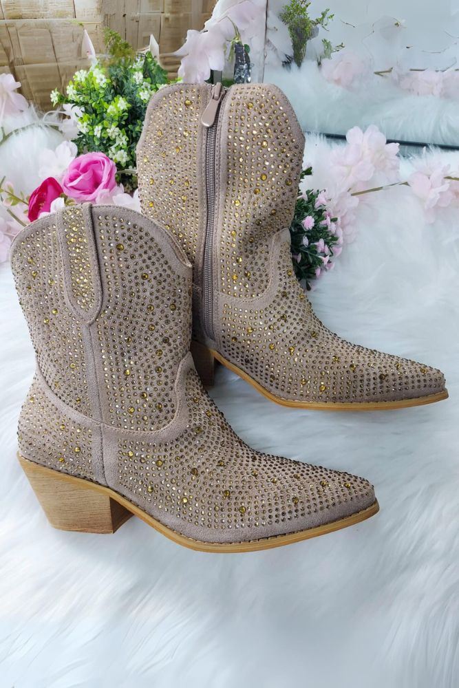 Cowgirl Sparkly Knee Heel Glitter Boot