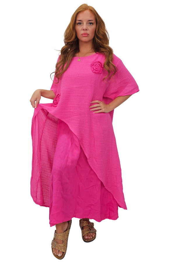 Plain Layered Asymmetrical Linen Dress