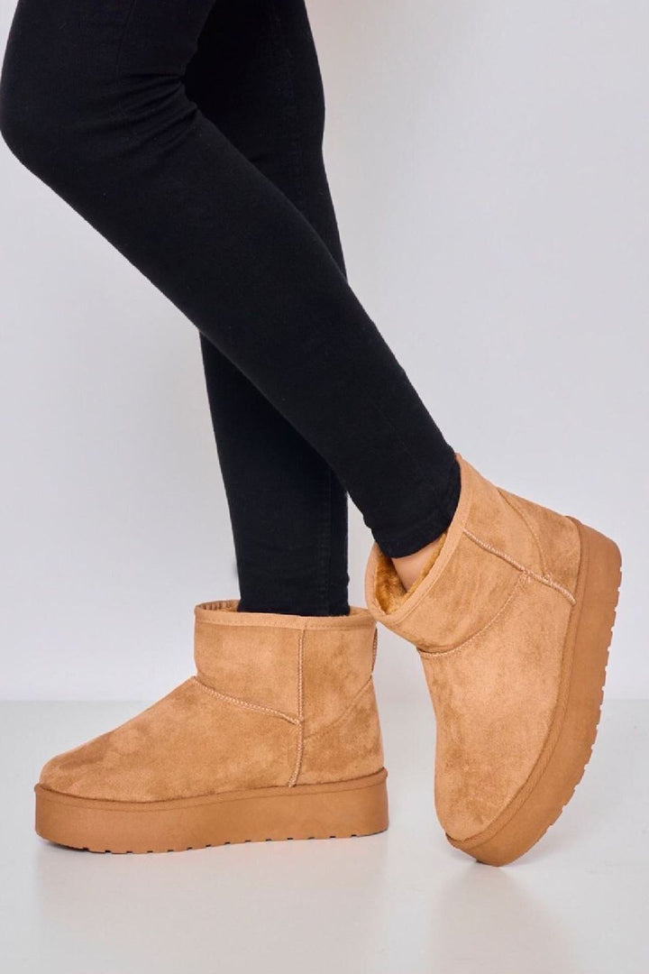 wholesale faux suede slip on platform shoes