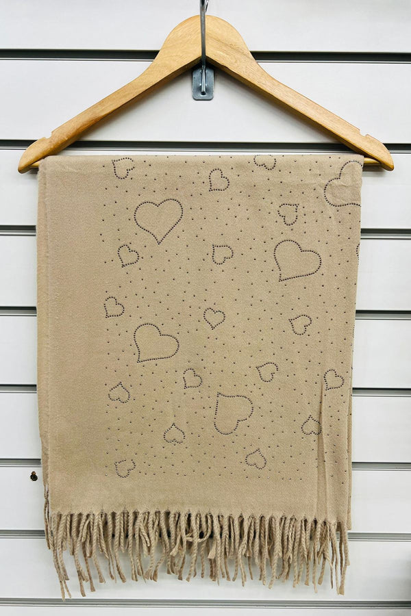 Rhinestone Heart Tassel Scarves