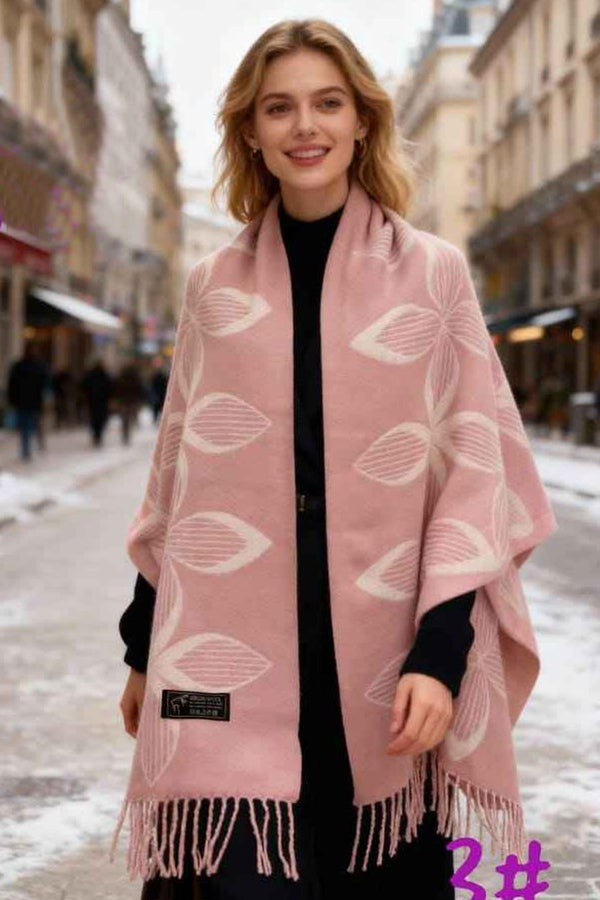 Floral Print Tassel Fringe Scarves