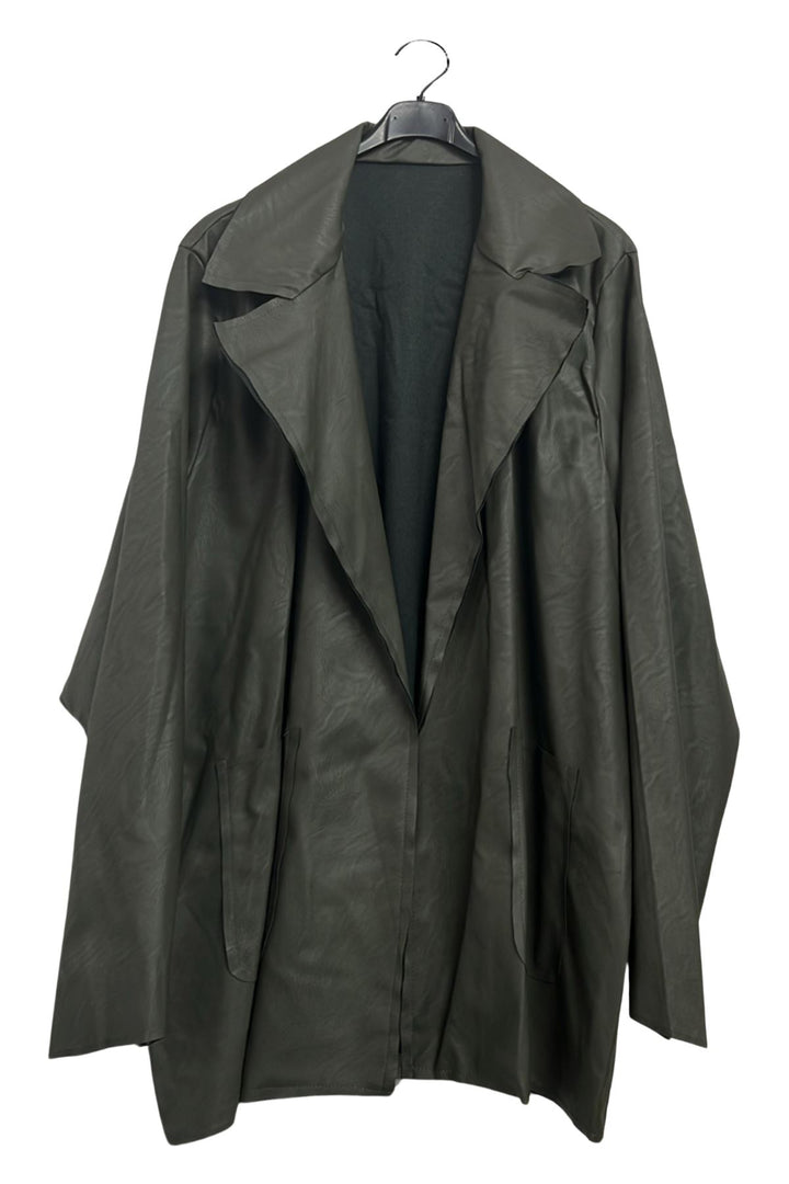 plain open front faux leather jacket
