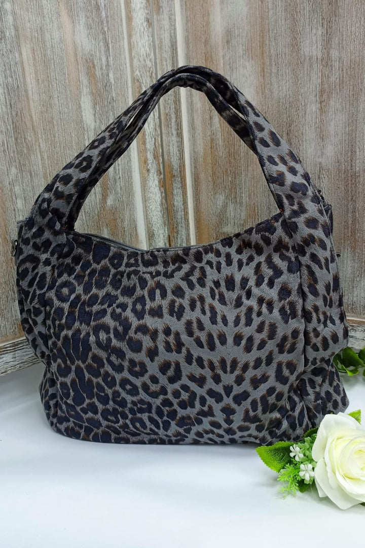 Leopard Print Two Handle Shoulder Bag