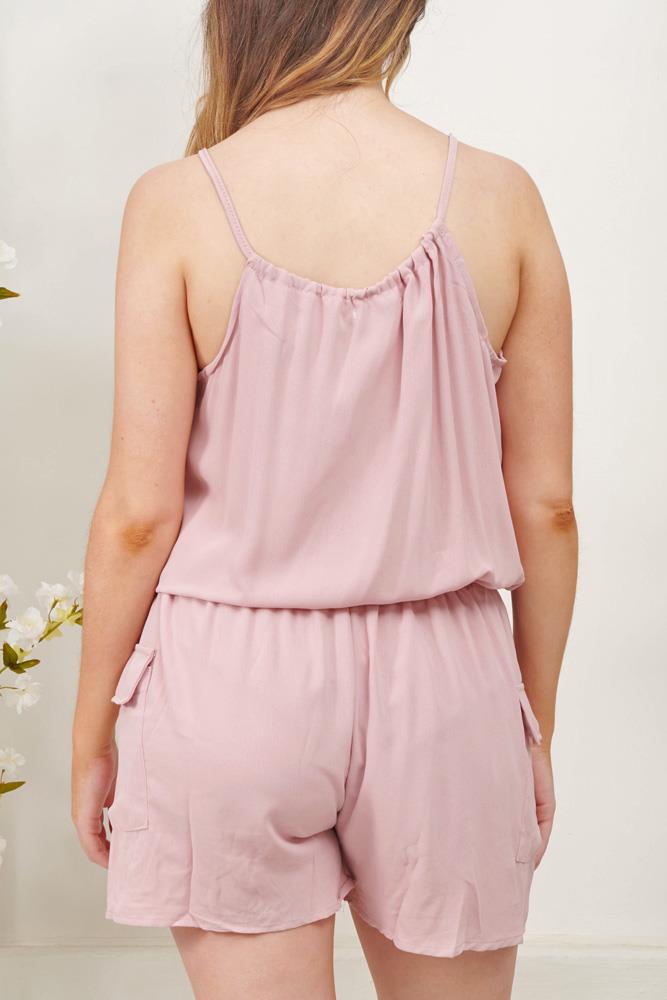 Plain Pockets Cotton Playsuit