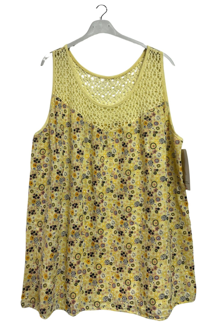 Floral Medallion print Open Crochet Detailing Cotton Top