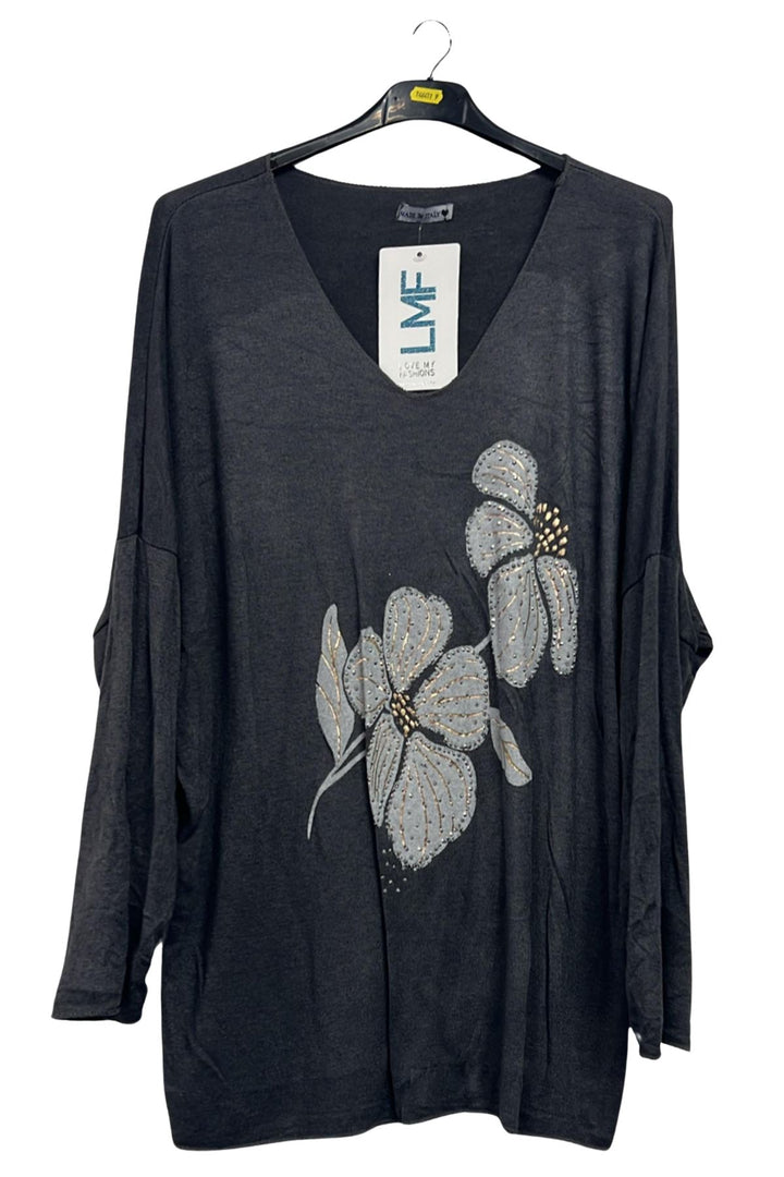 floral embellished pattern tunic top
