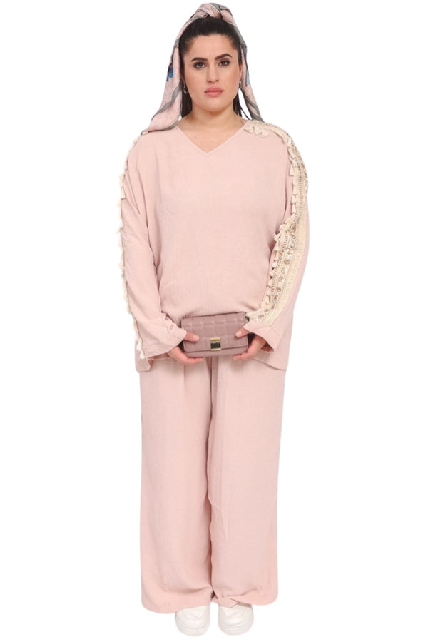 Plain Side Tassel Lace Co-Ord Set