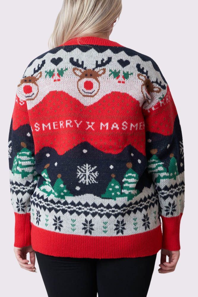 christmas reindeer face womens jumper