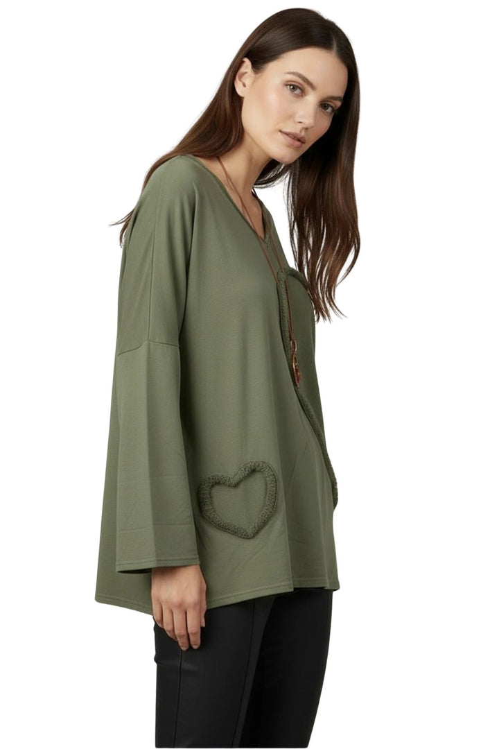 raw edge heart patch tunic top bulk
