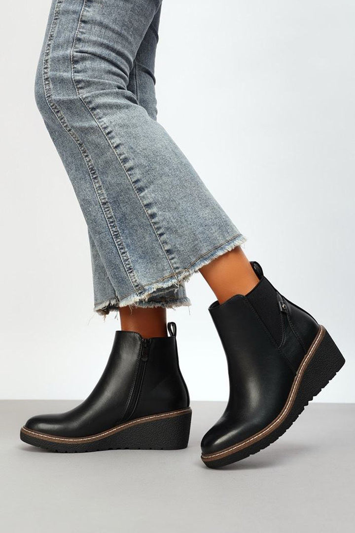 Faux Side Zip Ankle Shoes

