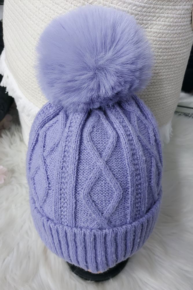 Cable Knit Multi Pom Pom Beanie Hat