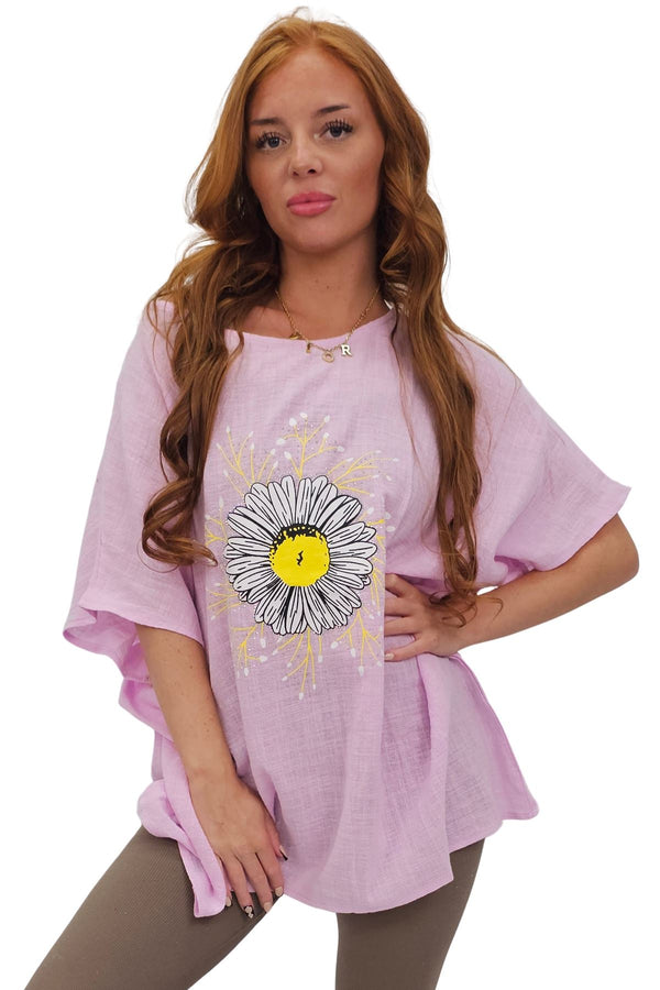 Sun Flower Print Cotton Top