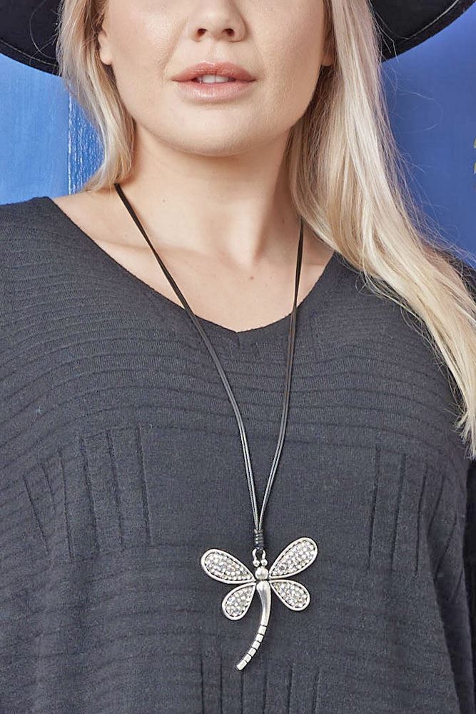 Silver Plated Dragonfly Necklace