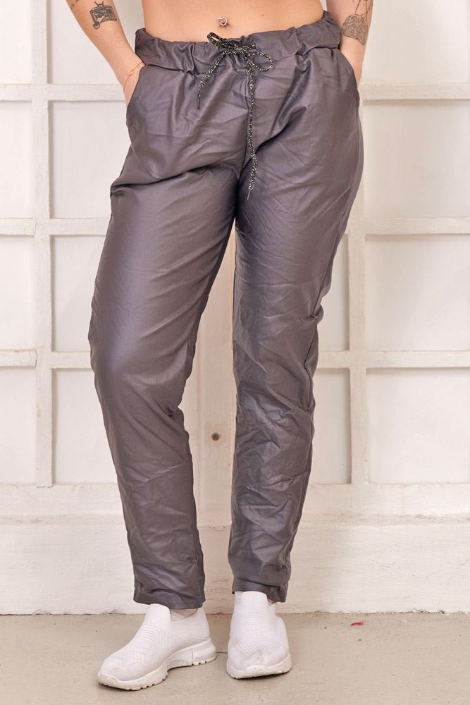 Plain Wet Look Pocket Trouser