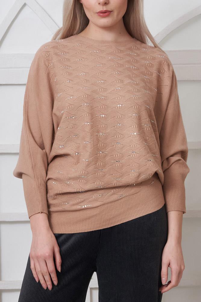 Diamante Knitted Tunic Viscose Top