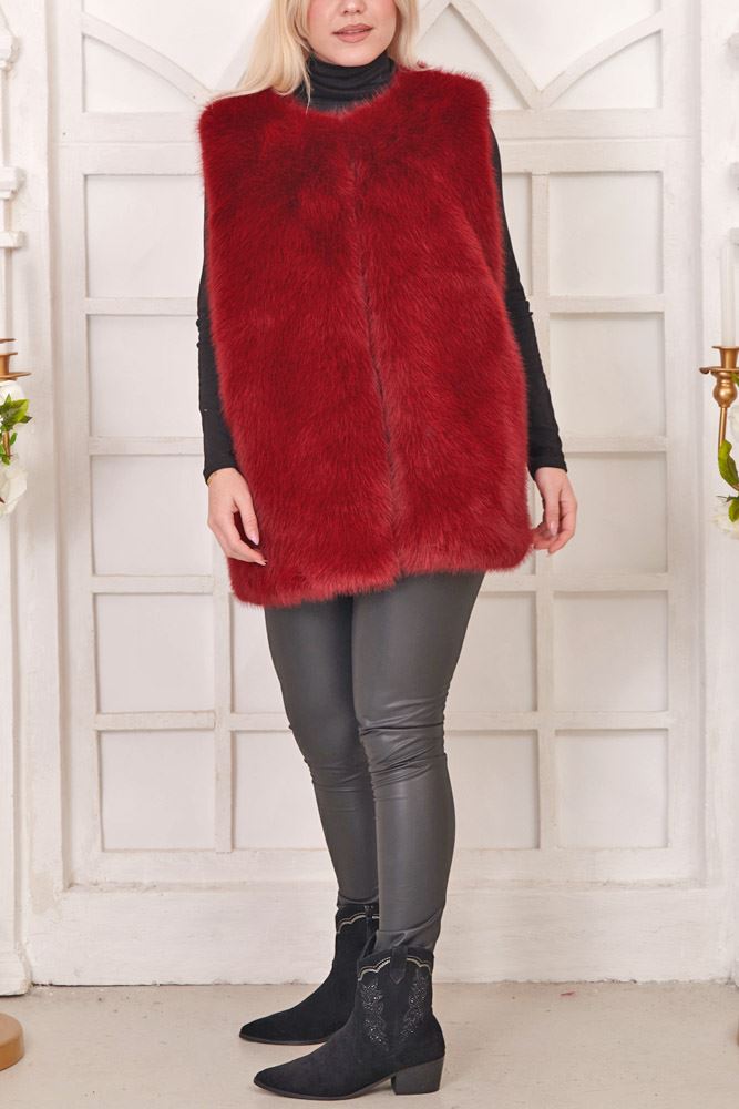 Plain Soft Feel Fur Gilet