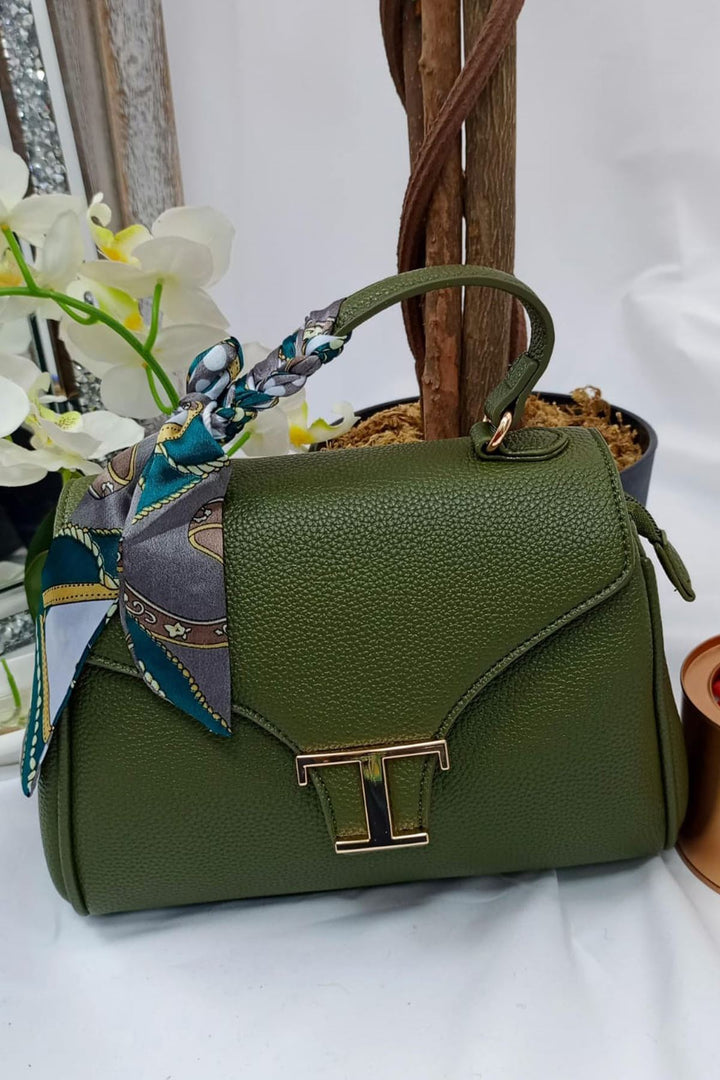 T Clasp Scarves Handle Shoulder Bag