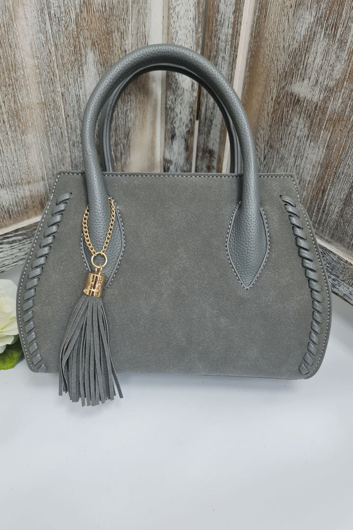 Tassel Charm Two Handle Shoulder Bag