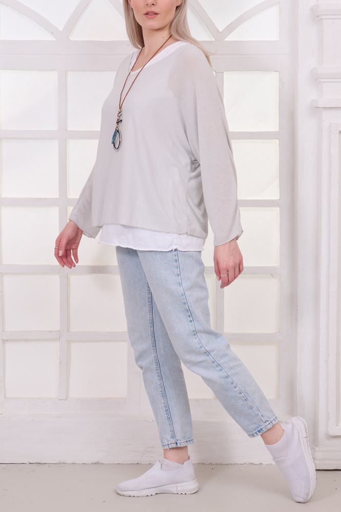 Plain Layered Necklace Cotton Top
