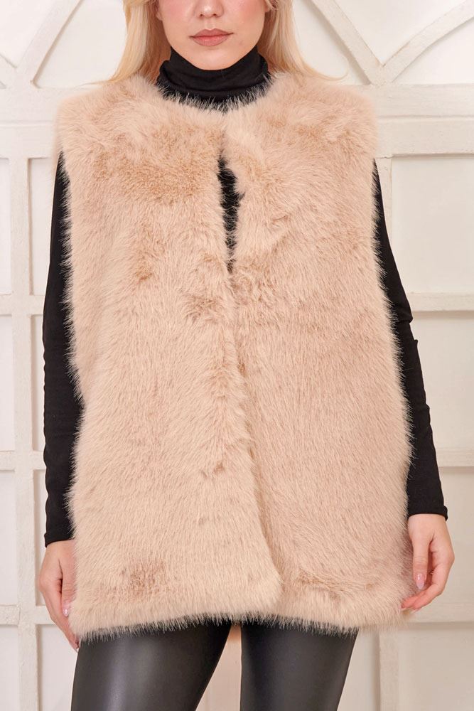 Plain Soft Feel Fur Gilet