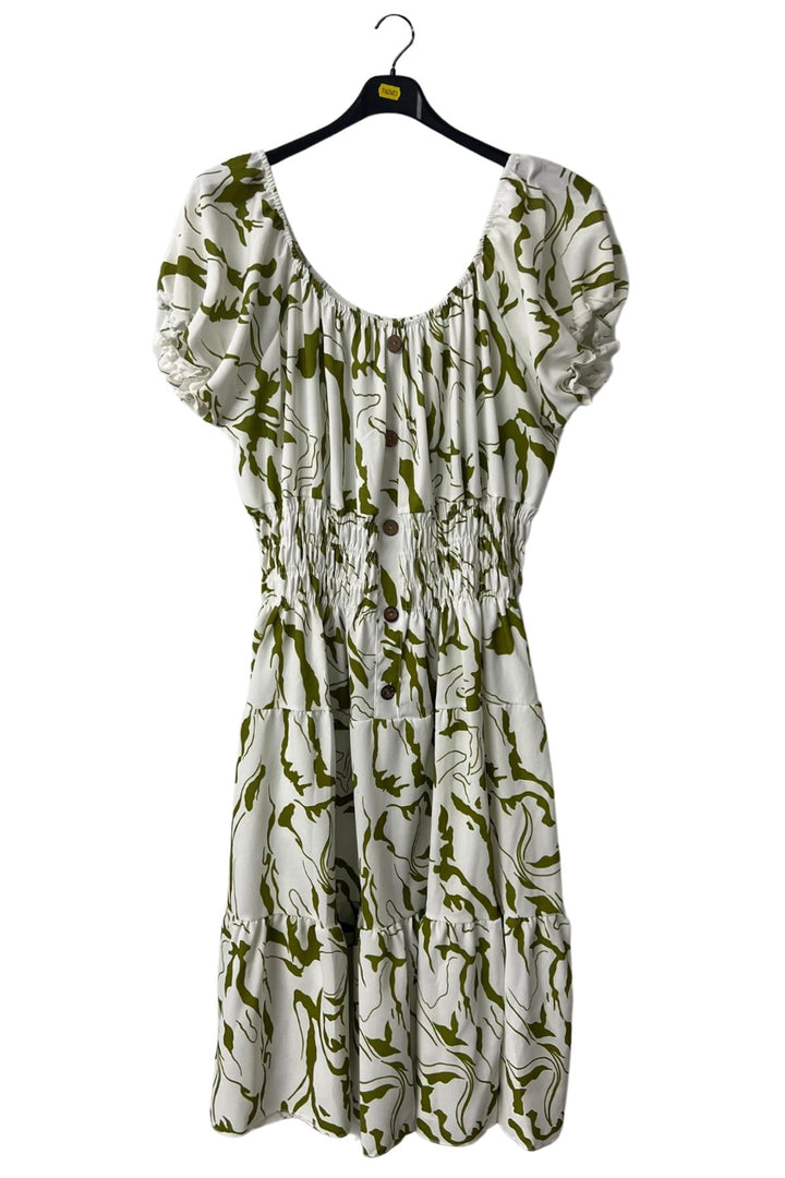 Abstract Print Button-Front Detail Dress
