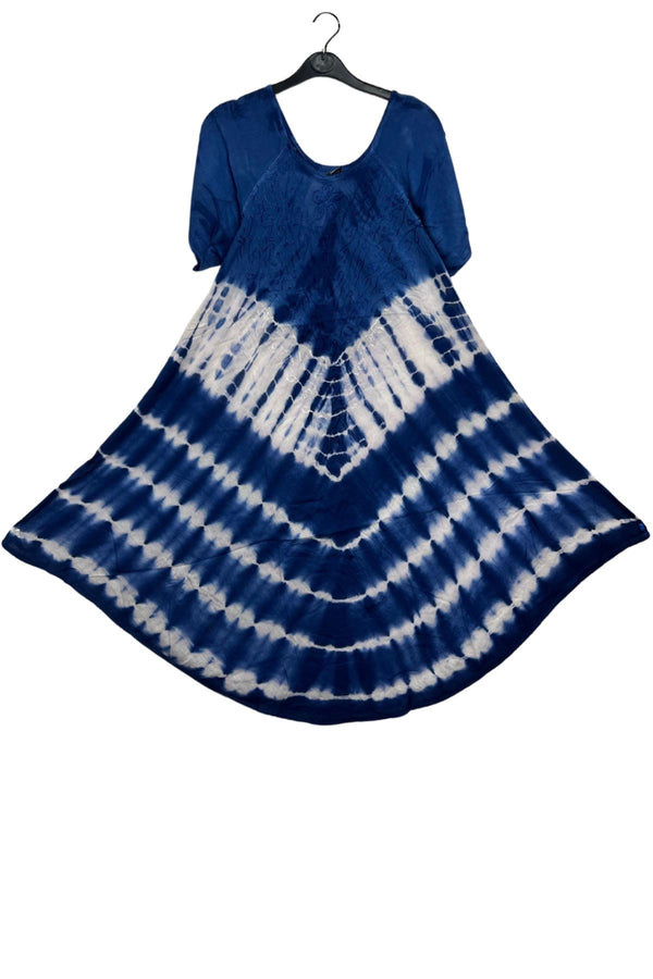 Tie-Dye Diamond-Shaped Umbrella Flare Design Dress