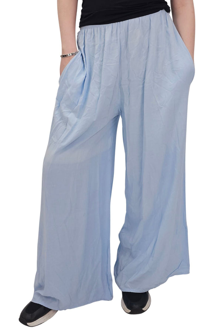 Plain Elasticated Waistband Wide Leg Palazzo