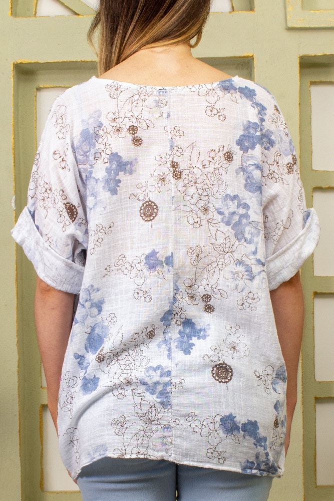 Floral Print Tunic Cotton Top