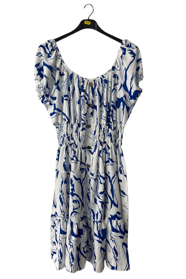 Abstract Print Button-Front Detail Dress