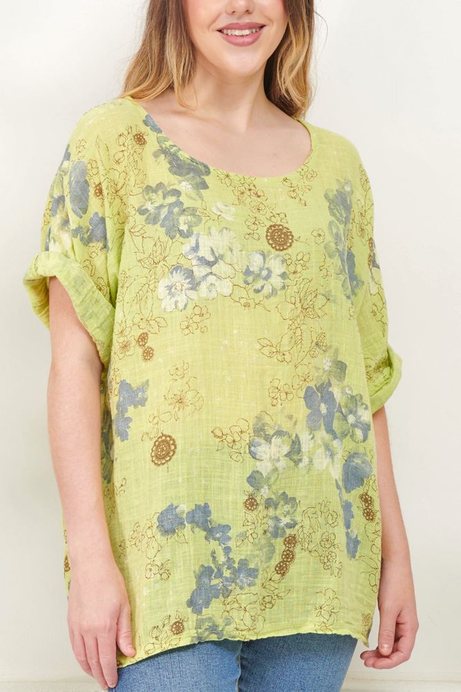 Floral Print Tunic Cotton Top