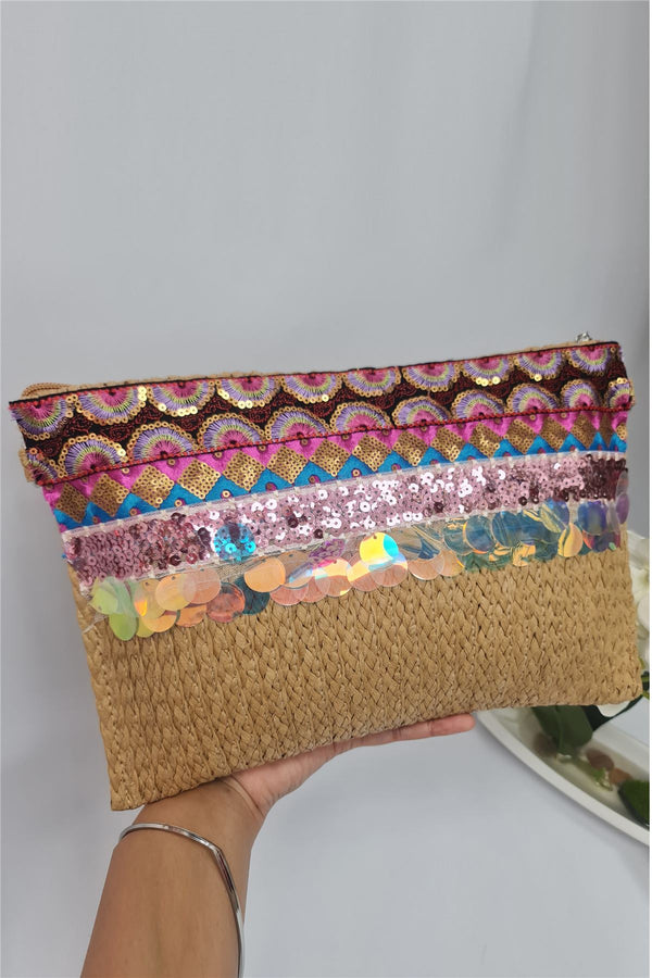 Sequin Embroidered Clutch Bag