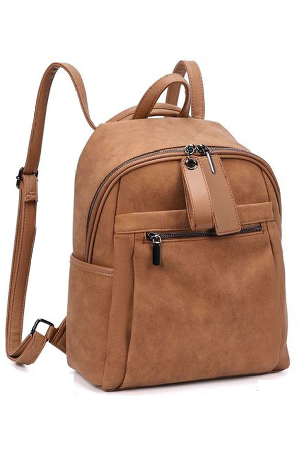 Faux Front Zip Pocket Backpack Bag