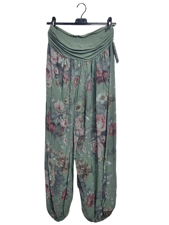 Rose Flower Print Harem Oversized Trouser