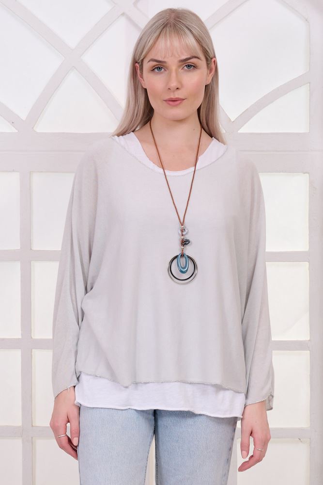 Plain Layered Necklace Cotton Top