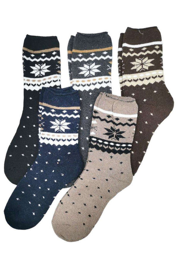 Nordic Snowflake Pattern Soft Knitted Socks