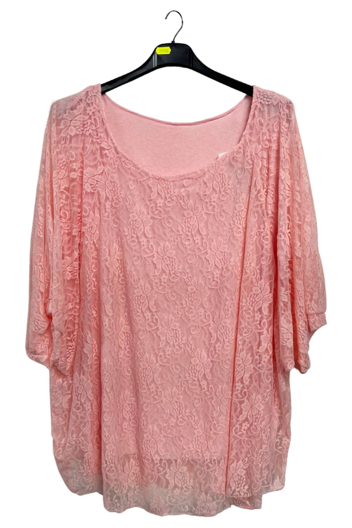 Floral Lace Overlay Pattern Layered Design Top