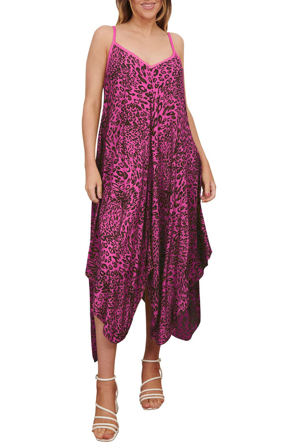 Special Price Italian Leopard Strappy Hanky Hem Dress