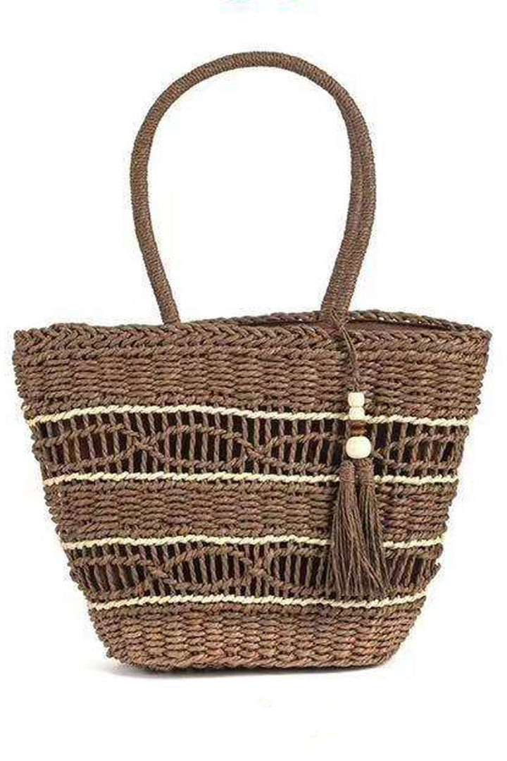 Straw Tassel Two Handle Shoulder Bag
