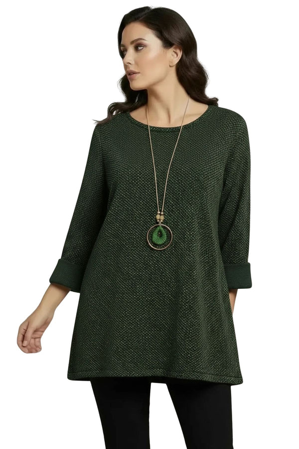 Metallic Dotted Knit Pattern Tunic Top