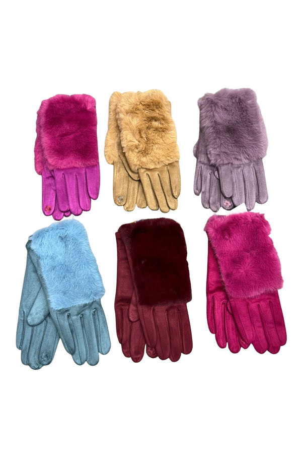 Plain Faux Fur Soft Gloves