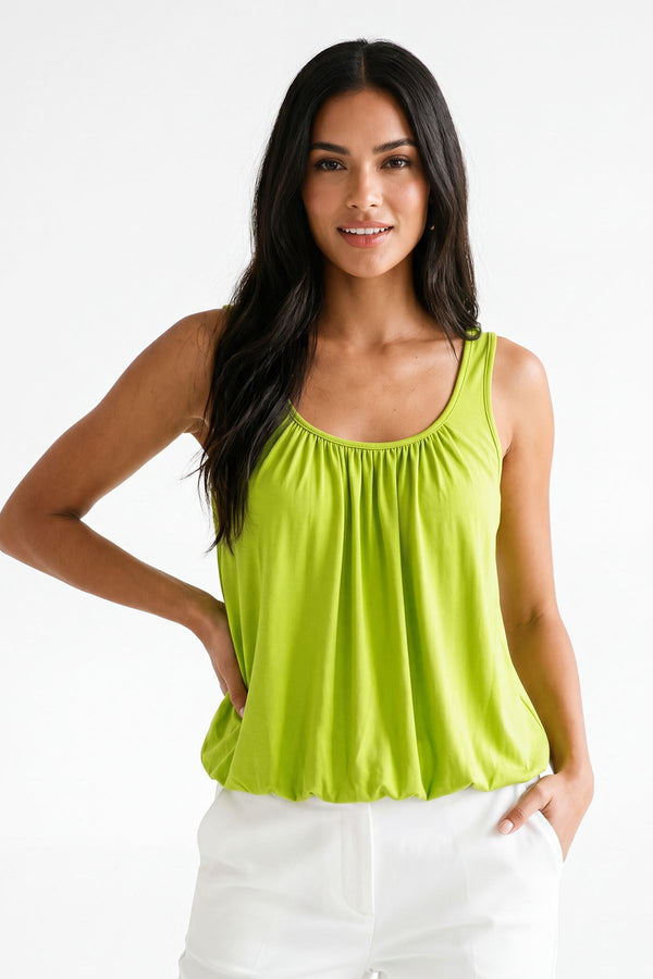 Elasticated hem top in plain Italian viscose