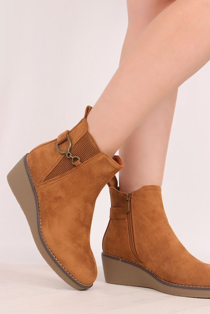 Suede Buckle Ankle Boot