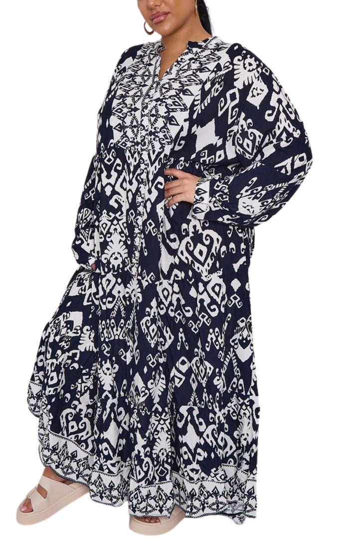 Aztec Print Tiered Dress