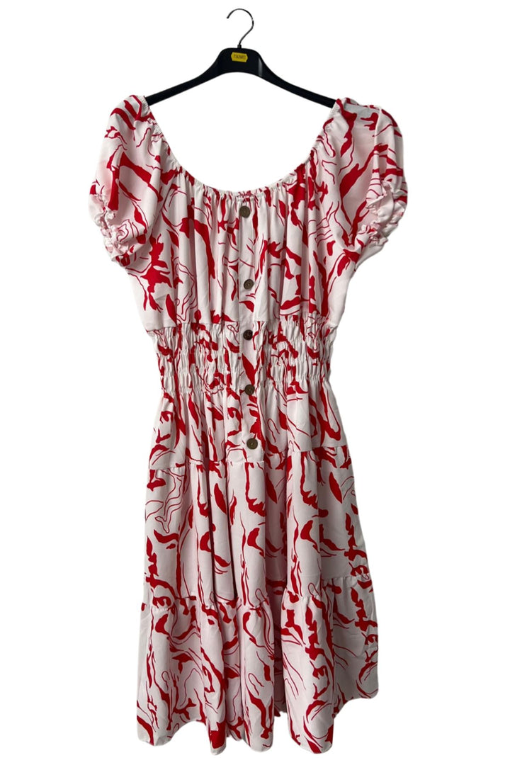 Abstract Print Button-Front Detail Dress