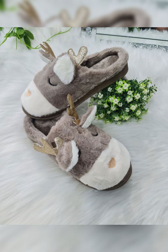 Cute Animal Face Furry Winter Slippers