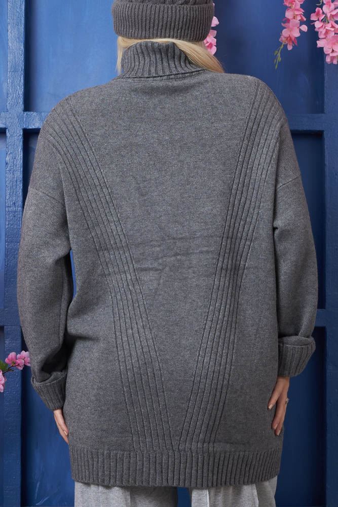Plain Knitted Tunic Jumper