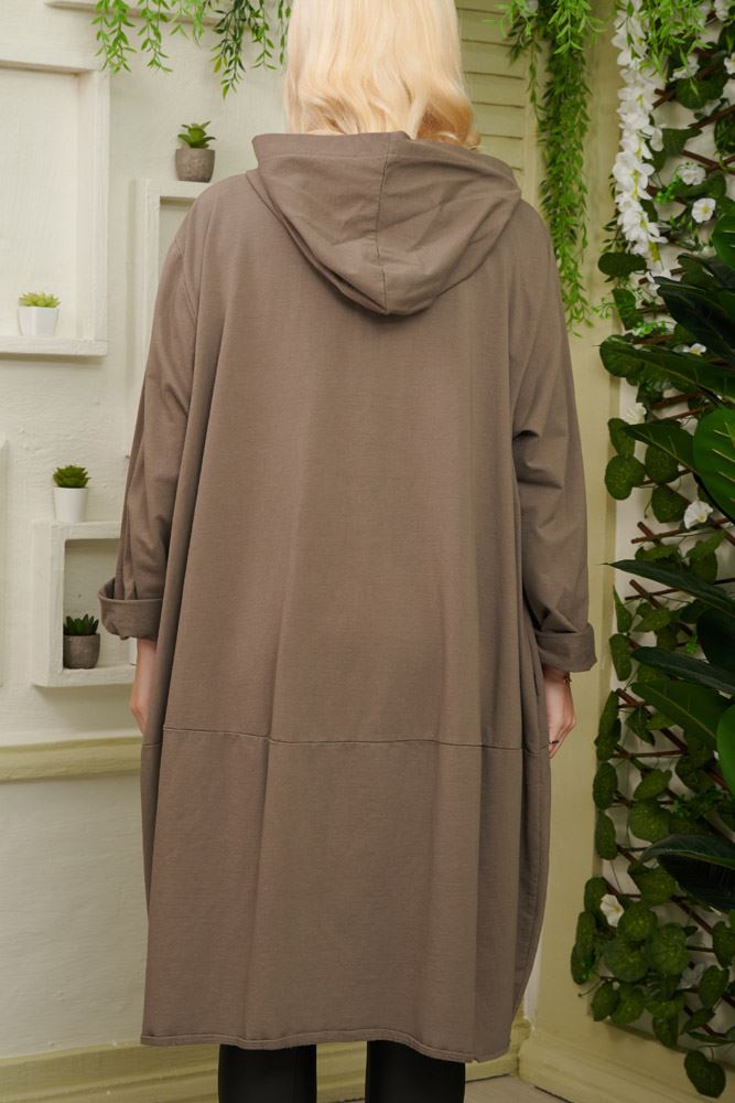 Plain Zip Up Long Knit Cotton Hoody