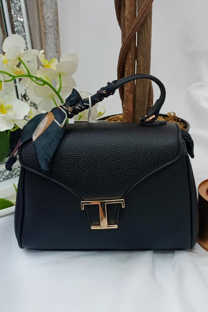 T Clasp Scarves Handle Shoulder Bag