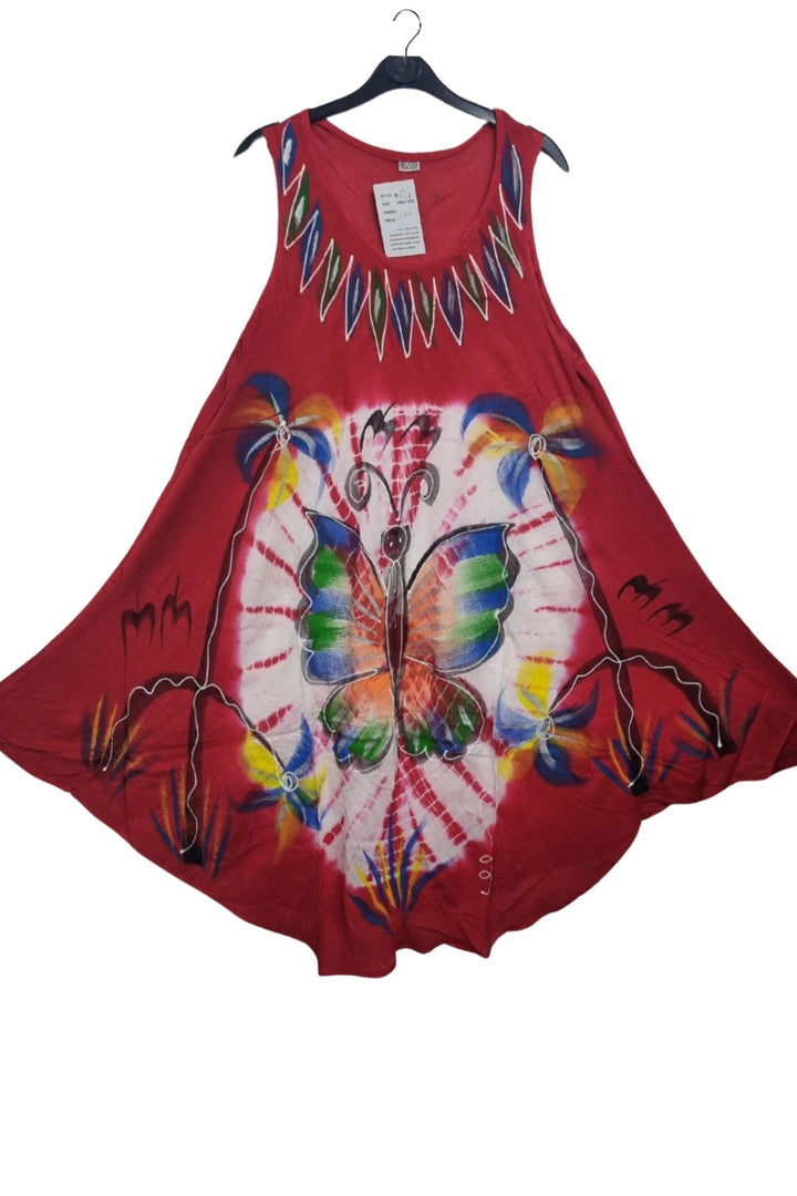 Butterfly Palm Trees Abstract Leaf Accents Motif Dress