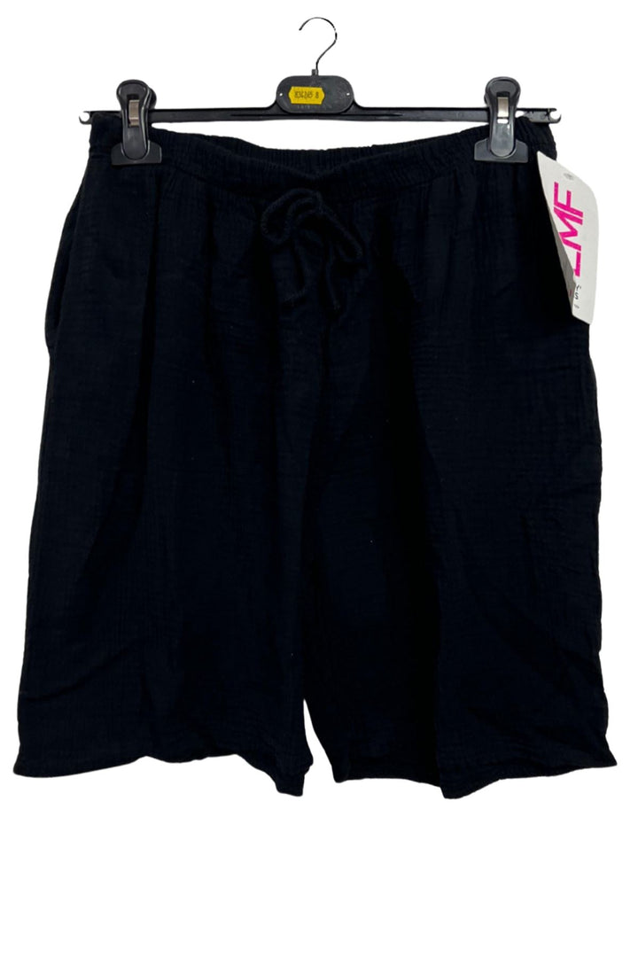 Plain Drawstring Waist Side Pockets Cotton Shorts